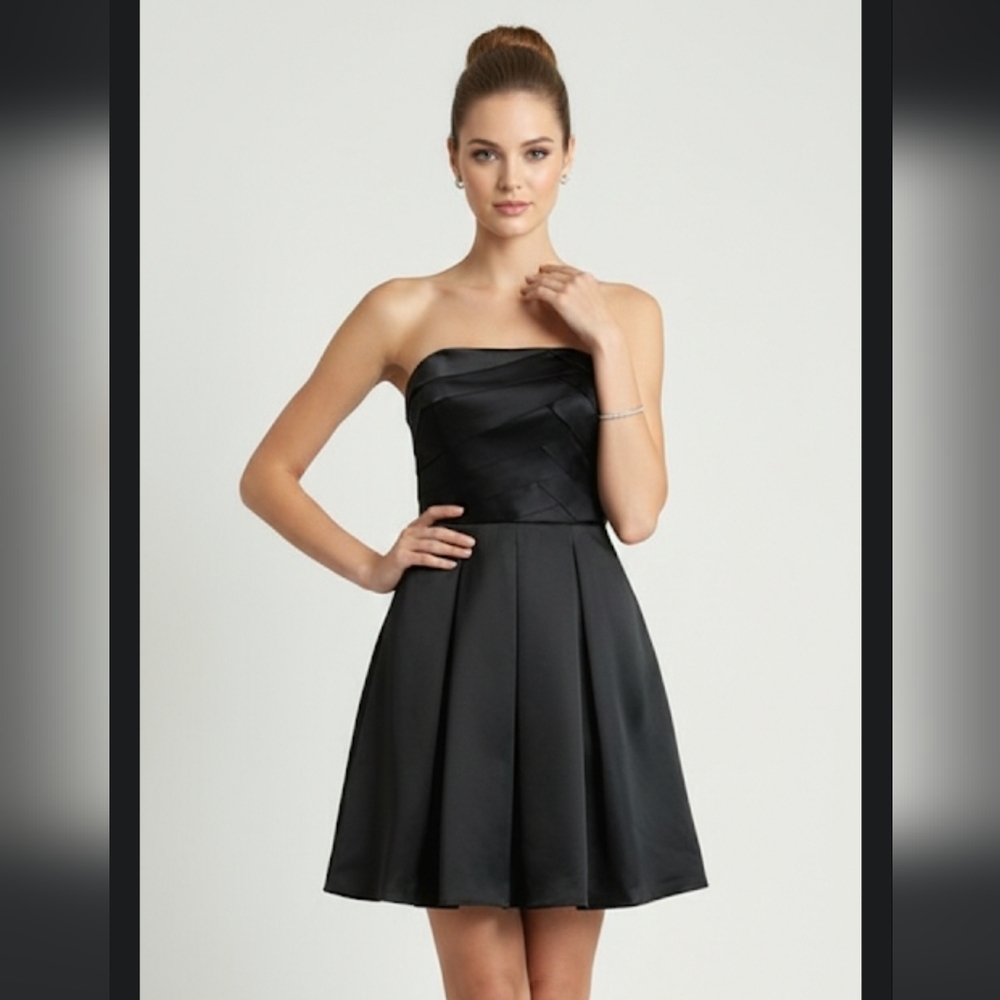 BHWM stunning black pleated strapless dress